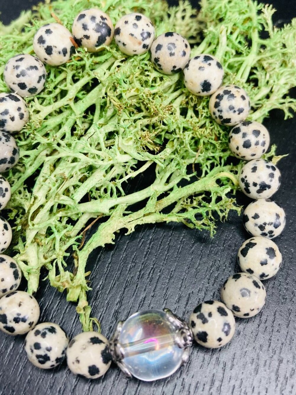 Radiant Harmony – Dalmatian Jasper Bracelet with Crystal Accent